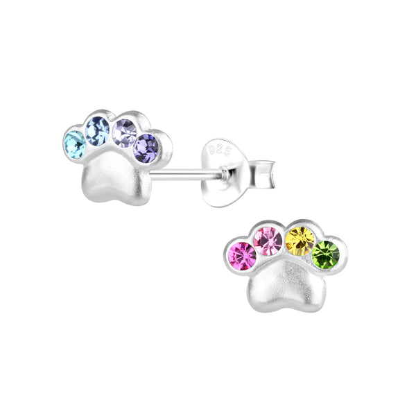 Rainbow Sparkly Paw Print Earrings