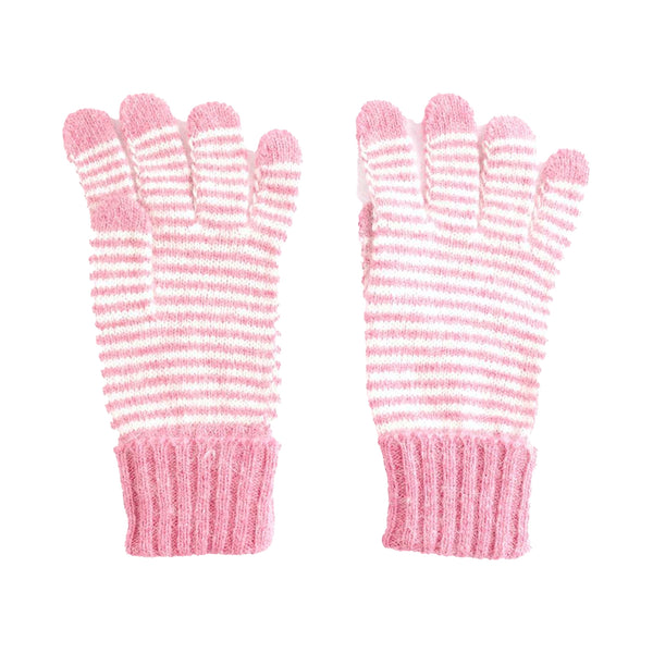 Stripe Angora Knit Gloves