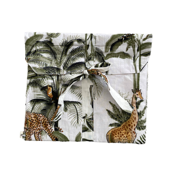 Giraffe Print 100% Cotton Long Pyjama Set in White