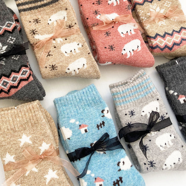 Wool Blend Polar Bear Socks