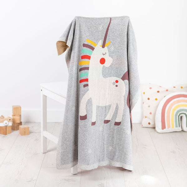 Unicorn Cotton Knit Baby Blanket