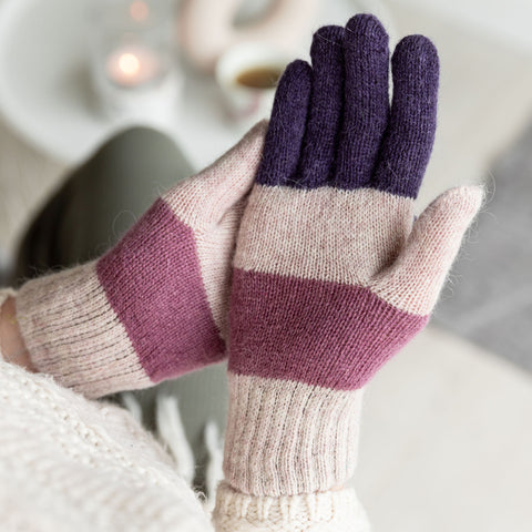 Winter Stripe Knit Gloves