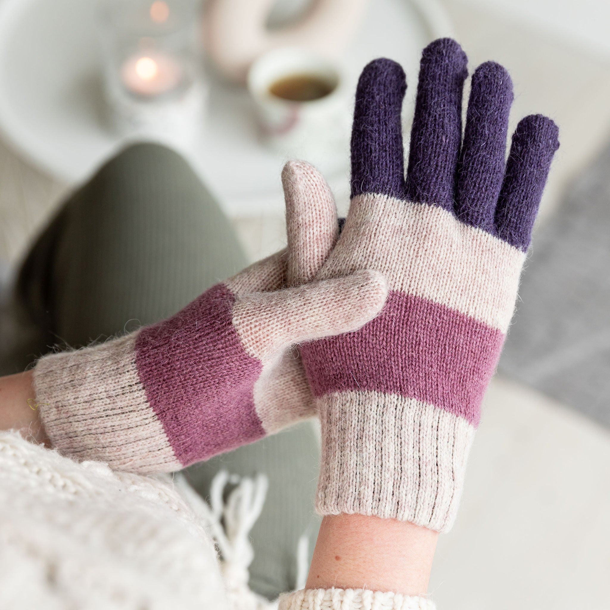 Winter Stripe Knit Gloves