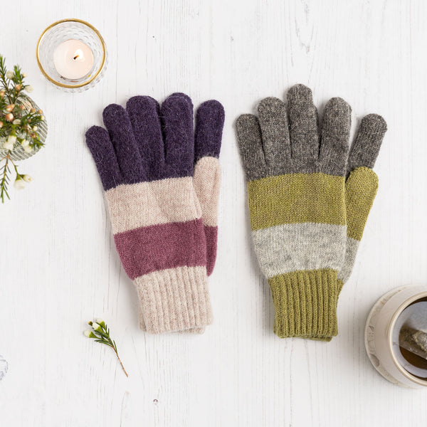 Winter Stripe Knit Gloves