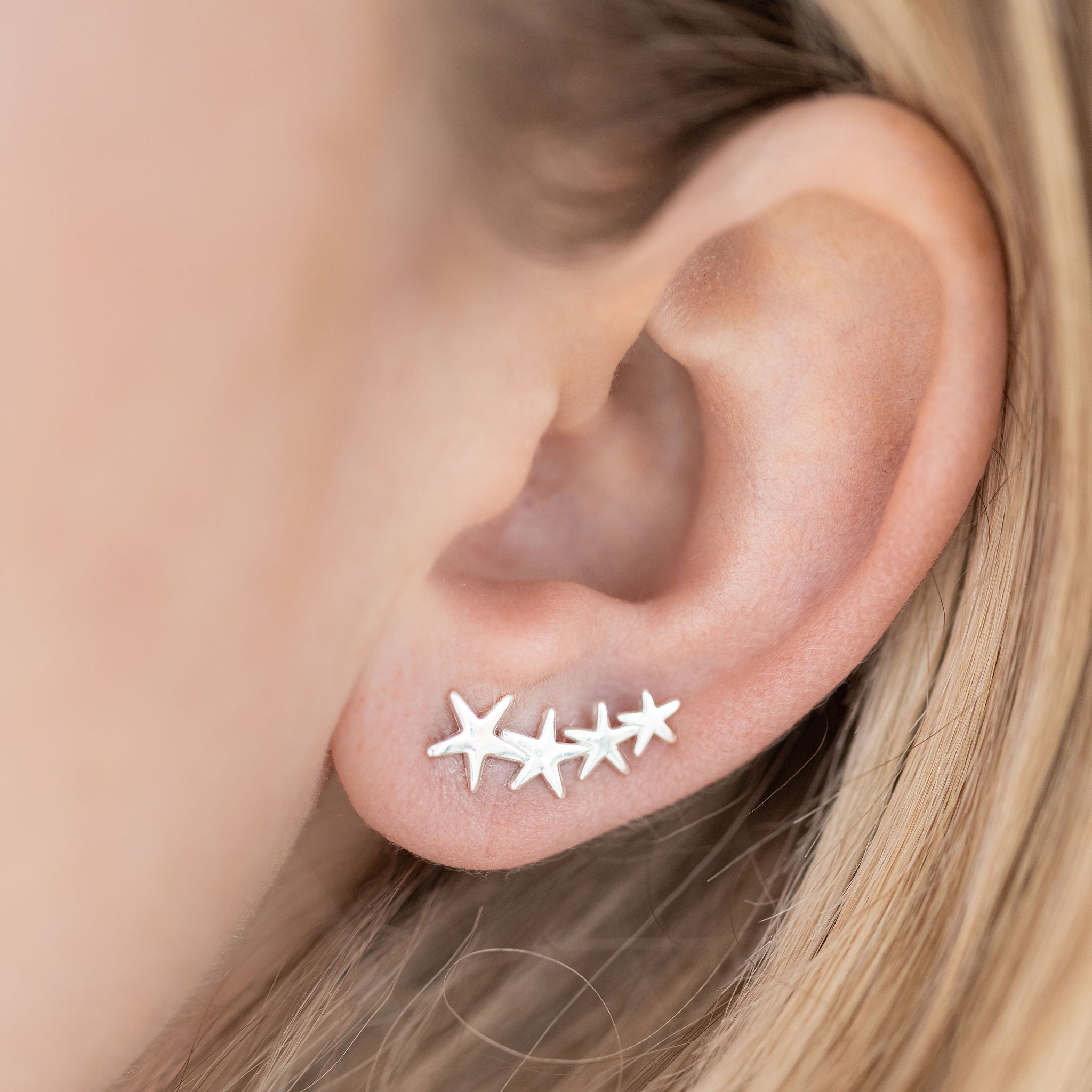 Star Ear Climber Sterling Silver Ear Studs