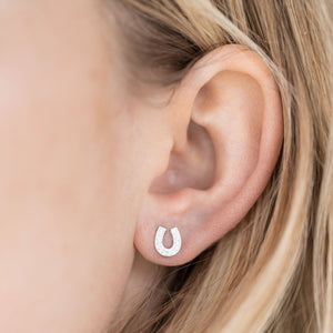 Lucky Horseshoe Sterling Silver Earrings