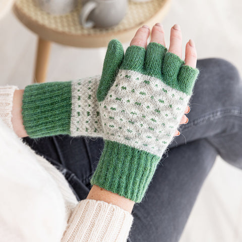 Fingerless Angora Fairisle Gloves