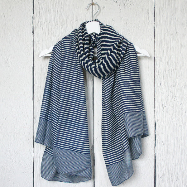 navy blue stripe scarf