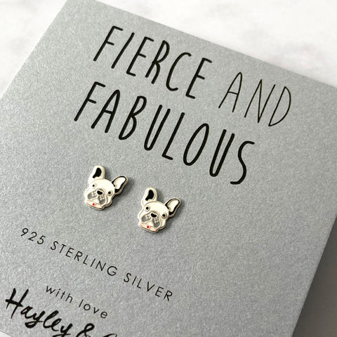 Bulldog Sterling Silver Earrings