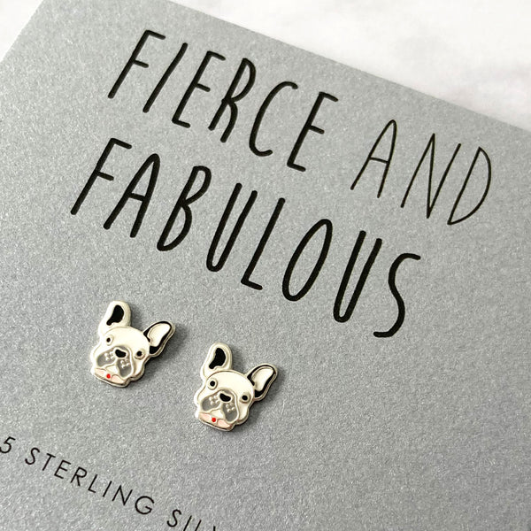 Bulldog Sterling Silver Earrings