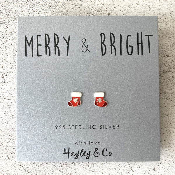 Christmas Stocking Sterling Silver Earrings