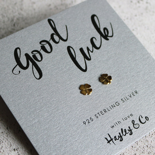 Lucky Four Leaf Clover Sterling Silver Earrings