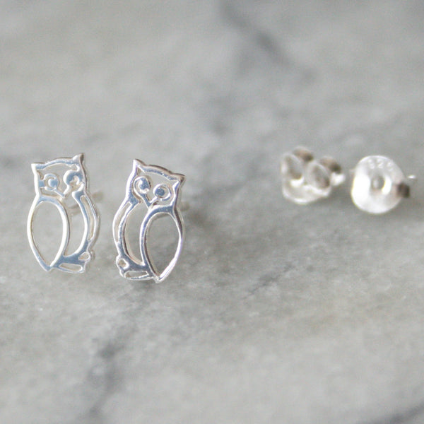 Little Owl Sterling Silver Earrings