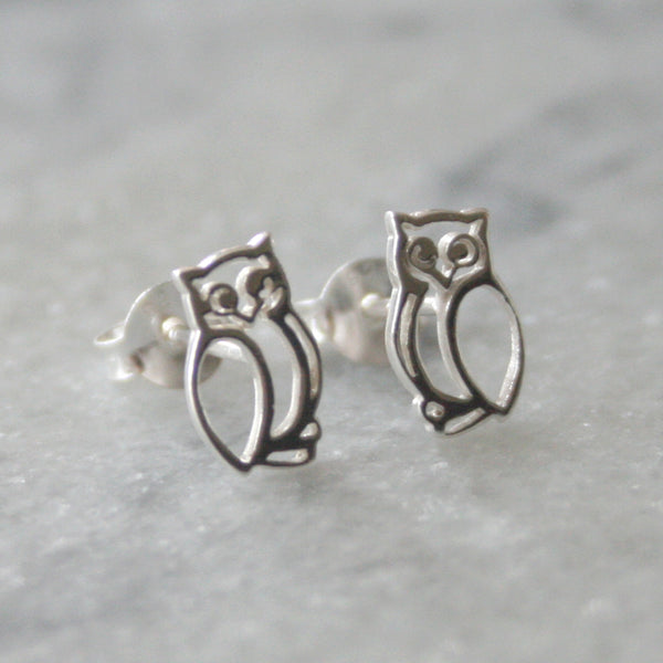 Little Owl Sterling Silver Earrings