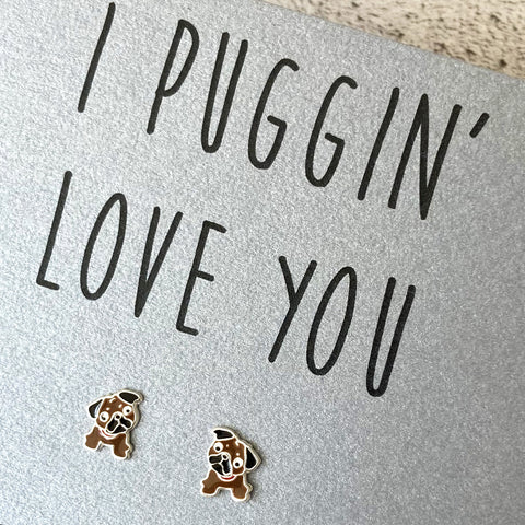 Pug Sterling Silver and Enamel Earrings