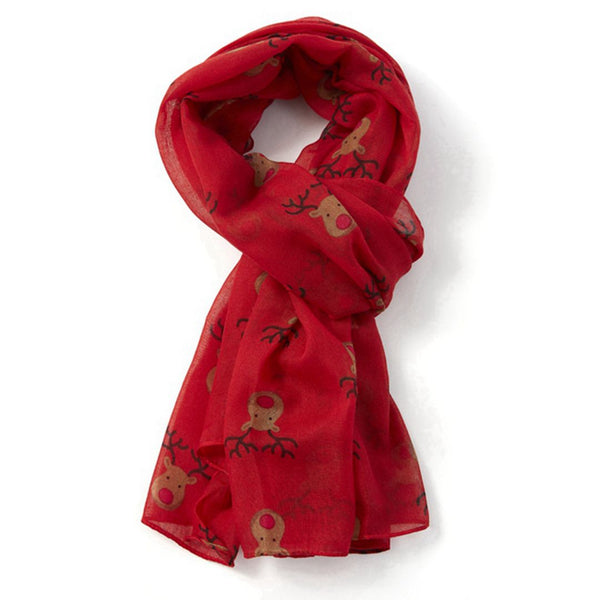 Red Nose Reindeer Christmas Scarf