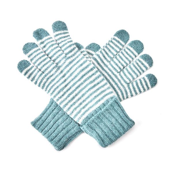 Stripe Angora Knit Gloves