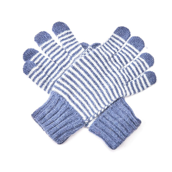 Stripe Angora Knit Gloves