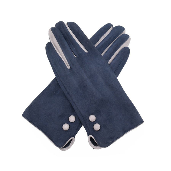 Suede Ladies Glove with Contrast Detail