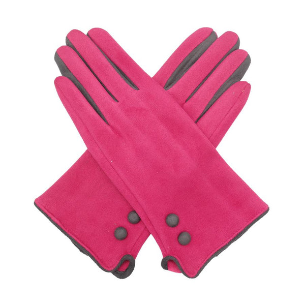 Suede Ladies Glove with Contrast Detail