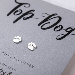 Top Dog Silver Paw Print Earrings