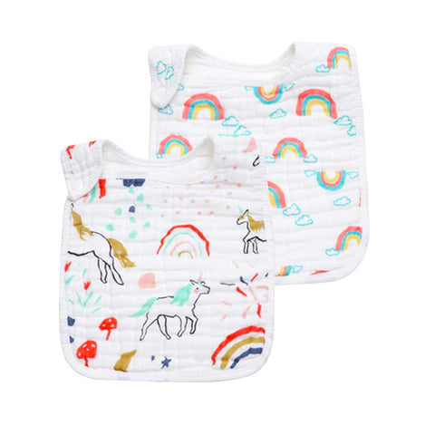 Rainbow and Unicorn Baby Bibs - 2 Pack