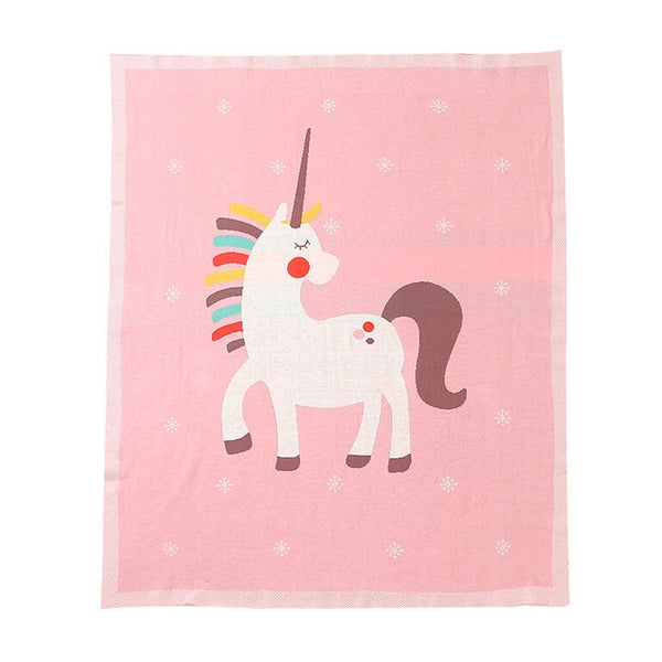 Unicorn Knitted Cotton Baby Blanket